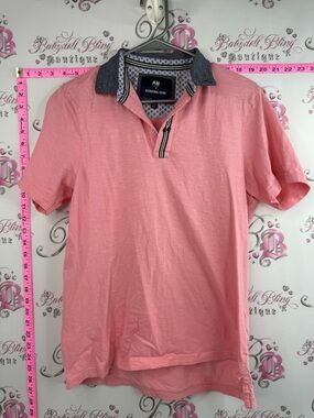 Tropical collection T-shirt Pink Short-Sleeve Polo with Contrast Collar
